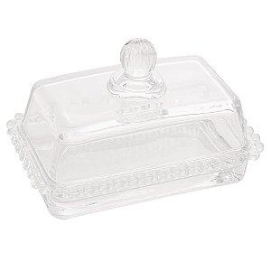 MANTEIGUEIRA DE CRISTAL COM TAMPA PEARL 17CM X 10,5CM X 10CM - WOLFF