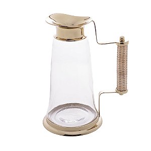 JARRA DE VIDRO SODO COM CABO DE RATTAN DOURADO 1,3L - WOLFF