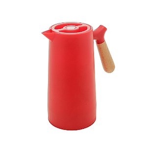 GARRAFA TÉRMICA DE PLÁSTICO COM CABO DE MADEIRA NÓRDICA VERMELHO 1L - WOLFF