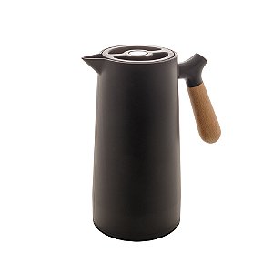 GARRAFA TÉRMICA DE PLÁSTICO COM CABO DE MADEIRA NÓRDICA PRETA 1L - WOLFF