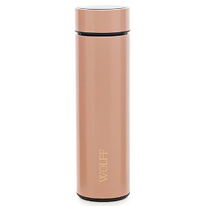 GARRAFA TÉRMICA DE AÇO INOX COM TERMÔMETRO EM LED ROSÉ 500ML - WOLFF