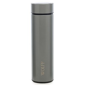 GARRAFA TÉRMICA DE AÇO INOX COM TERMÔMETRO EM LED CINZA 500ML - WOLFF