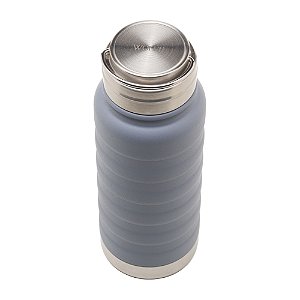 GARRAFA TÉRMICA DE AÇO INOX COM ALÇA TREKK CINZA 600ML - WOLFF