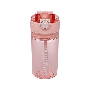 GARRAFA SQUEEZE DE POLICARBONATO COM PORTA SNACK ROSA 450ML - WOLFF