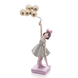 FIGURA DECORATIVA BONECA COM BALÕES 10CM X 32CM - WOLFF