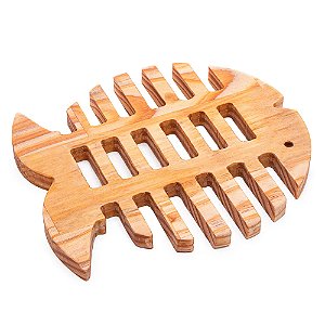 DESCANSO DE PANELA EM MADEIRA PINUS PEIXE 22CM X 19CM X 2CM - WOODART