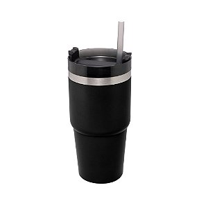 COPO TÉRMICO PAREDE DUPLA SLIMTERM COM BASE ERGONÔMICA E CANUDO PRETO 590ML - WOLFF