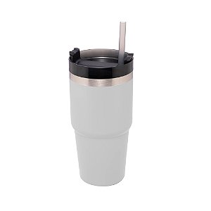 COPO TÉRMICO PAREDE DUPLA SLIMTERM COM BASE ERGONÔMICA E CANUDO BRANCO 590ML - WOLFF