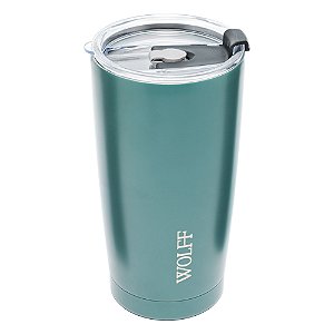 COPO TÉRMICO DE AÇO INOX PAREDE DUPLA COM TAMPA VERDE 600ML - WOLFF