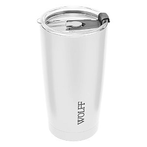 COPO TÉRMICO DE AÇO INOX PAREDE DUPLA COM TAMPA BRANCO 600ML - WOLFF
