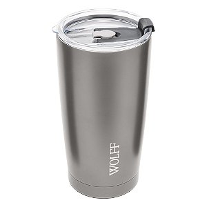 COPO TÉRMICO DE AÇO INOX PAREDE DUPLA COM TAMPA 600ML - WOLFF