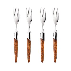 CONJUNTO DE 4 GARFOS PARA MESA COM CABO DE MADEIRA E AÇO INOX LAGUIOLE BY WOLFF 22,5CM - WOLFF