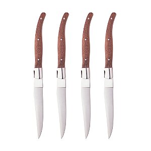 CONJUNTO DE 4 FACAS PARA MESA COM CABO DE MADEIRA E AÇO INOX LAGUIOLE BY WOLFF 22,5CM - WOLFF