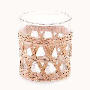 CONJUNTO DE 4 COPOS BAIXOS DE VIDRO COM SISAL 320ML - WOLFF