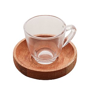 CONJUNTO 6 XÍCARAS DE CAFÉ COM PIRES EM MADEIRA LIPTUS 75ML - WOODART