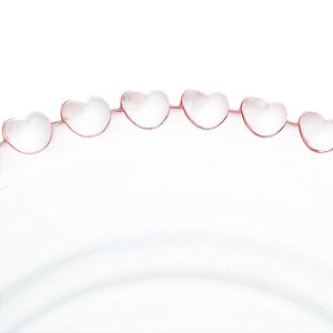 QUEIJEIRA DE CRISTAL COM TAMPA CORAÇÃO BORDA ROSA 19,5CM X 13CM - LYOR