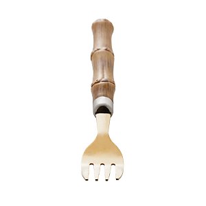 CONJUNTO 6 GARFOS PARA MESA DE AÇO INOX COM CABO EM PLÁSTICO BAMBU DOURADO 20CM - LYOR