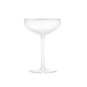 CONJUNTO 2 TAÇAS DE CRISTAL COUPE MARTELADO COM FIO DE OURO PETRA - LYOR
