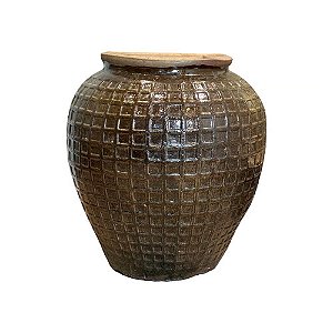 VASO RUSTICO DE CERAMICA IMPORTADO INGLATERRA MARROM EXTRA D70XA85CM