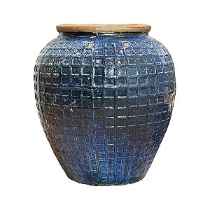 VASO RUSTICO DE CERAMICA IMPORTADO INGLATERRA AZUL EXTRA D70XA85CM