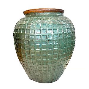 VASO CERAMICA IMPORTADO INGLATERRA RUSTICO DE VERDE EXTRA D75XA85CM