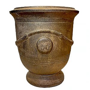 VASO VIETNAMITA DE CERAMICA IMPORTADO FRANCA BRONZE D60XA64CM
