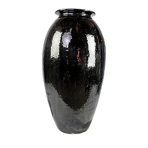 VASO VIETNAMITA DE CERAMICA IMPORTADO CAIRO JAR PRETO D47XA95CM
