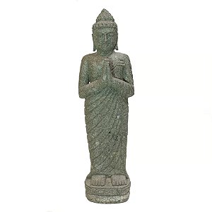 ESCULTURA BUDA BALI EM PE PEDRA VULCANICA 100CM