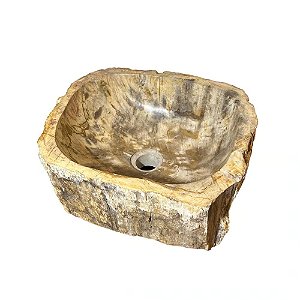 CUBA EM MADEIRA PETRIFICADA MESCLA AREIA BALI L38XA14XP33CM