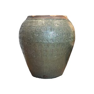 VASO RUSTICO DE CERAMICA IMPORTADO KYOTO VERDE D77XA83CM