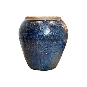 VASO RUSTICO DE CERAMICA IMPORTADO KYOTO AZUL D77XA83CM