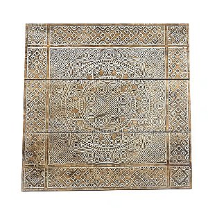 PAINEL QUADRADO TIMOR BRANCO EM MADEIRA ANTIQUE 100CM