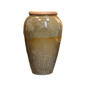 VASO RUSTICO DE CERAMICA IMPORTADO DUBAI CARAMELO D44XA72CM