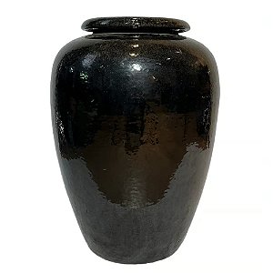 VASO VIETNAMITA DE CERAMICA IMPORTADO TURIM PRETO D47XA65CM