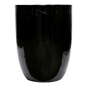 VASO VIETNAMITA DE CERAMICA IMPORTADO PARIS PRETO D44XA55CM