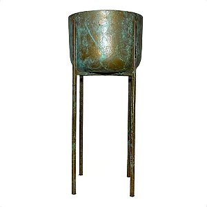 FLOREIRO INDIANO DE CHAO METAL VERDE COM SUPORTE