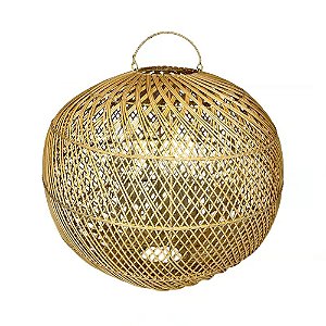 LUMINARIA PENDENTE FIBRA RATTAN IMPORTADA BOIPEBA D85XA60CM