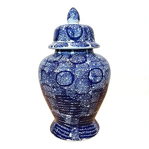 POTE PORCELANA AZUL BRANCO TRACY COM TAMPA D26XA43CM