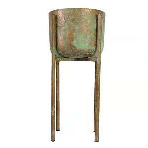 FLOREIRO INDIANO DE CHAO METAL VERDE COM SUPORTE