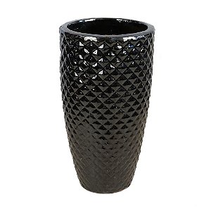 VASO VIETNAMITA DE CERAMICA IMPORTADO HAVANA PRETO D34XA57CM