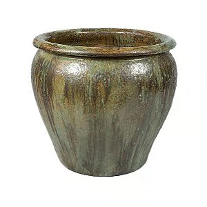 VASO VIETNAMITA DE CERAMICA IMPORTADO THAI MUSGO D37XA35CM