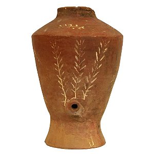 VASO DE BARRO ANTIGO TALHA TERRACOTA DESENHADA BAHIA D35XA50CM