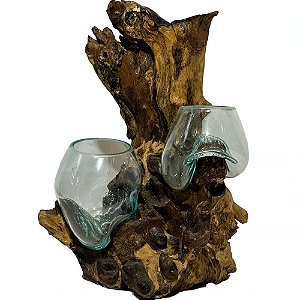 TERRARIO DUPLO EM VIDRO COM BASE EM MADEIRA 45CM