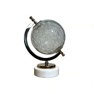 GLOBO DECORATIVO CRISTAL INDIANO BASE EM MARMORE 25CM