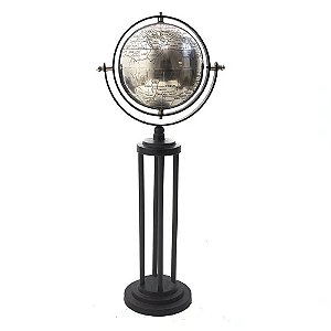 GLOBO INDIANO PRATA COM SUPORTE PRETO