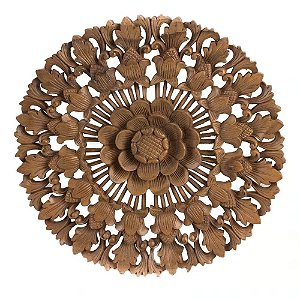 MANDALA BALI FLORAL MADEIRA NATURAL ENTALHADA 40CM