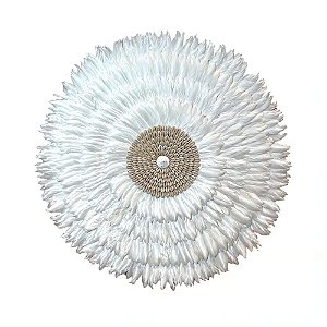 CESTARIA DE PAREDE BALI PLUME BRANCA D70CM