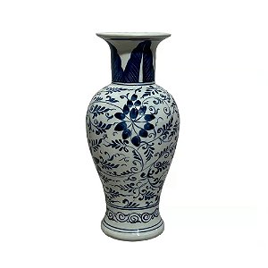 FLOREIRO PORCELANA AZUL E BRANCA BOTANIC D13XA27CM