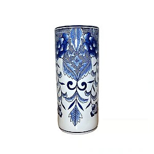 PORTA GUARDA CHUVA PORCELANA RENDA CELESTE AZUL BRANCO D20XA45CM
