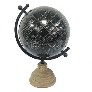 GLOBO DECORATIVO NEGRO COM BASE EM MADEIRA